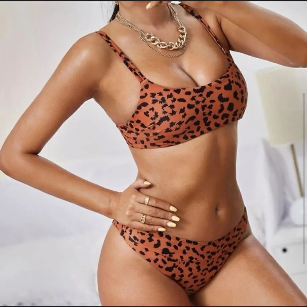 Women’s Sexy Leopard Print Two Piece Bikini Swimsuit XL